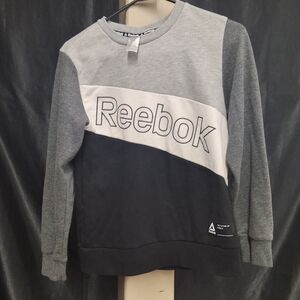Reebok Gray and Black Color-Blocked Sweatshirt